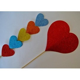 Mustache on a Stick Heart Series Photo Booth Party Props Weddings Birthdays