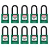 ABUS Green Pack of 10 Lockout Tagout Premium Solid Body