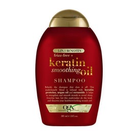 Ogx Frizz Free + Keratin Smoothing Oil 5 in 1 Benefits Shampoo For Frizzy Hair 385mL