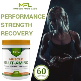MFL Muscle Glut-Amino | Glutamine Complex | Amino Complex | 0 Sugar | Sweetened with Stevia | All-Natural | 60 Servings (Lemonade)
