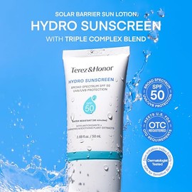 Terez & Honor Protector Solar Facial: Protector solar hidratante para el rostro de amplio espectro SPF 50 con protección UVA/UVB - Hidratante, calmante, resistente al agua, sin residuo blanco y no graso - 1.69 oz