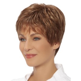 Lofty Alma High Quality Synthetic Hair Wig Real Human Hair In Medium Brown/Amber Gold Highlighted