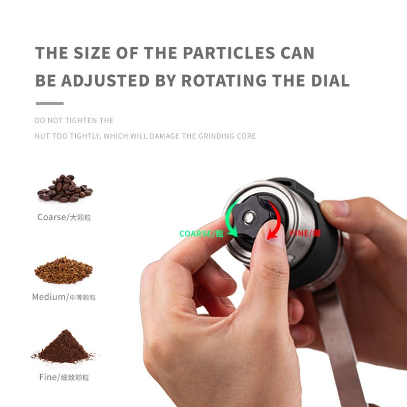 Manual Coffee Grinder Adjustable Particles Size Stainless Steel Coffee Bean