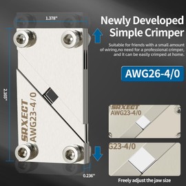 SRXECT Wire Ferrule Crimping Tool,23 to 4/0AWG Square Jaw Wire Crimping Pliers for Insulated Terminal & Non-insulated Ferrule