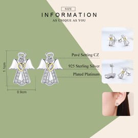 NEWL 925 Sterling Silver Guardian Angel Exquisite Stud Earrings for Women Silver Jewelry Gift