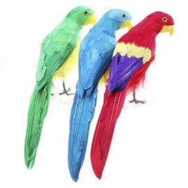 Artificial Colorful Feathered Macaw Parrot Bird - A Tropical Fake Parrot in Randomly Chosen Assorted Colors (12")