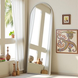 OGCAU 58"x18" Arched-Top Full Length Mirror, Full Body Hanging or Leaning, Standing Mirror, Floor/Wall Mounted with Aluminum Frame for Bedroom Living Room, White