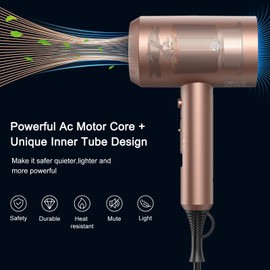 slopehill Professional Ionic Hair Dryer, Powerful 1800W Fast Drying Low Noise Blow Dryer with 2 Concentrator Nozzle 1 Diffuser Attachments for Home Salon Travel (Mocha Mousse)