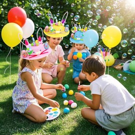 Easter Hat Making Kit Creative Bonnet Hat for Kids,Handmade Funny Easter Hat for Easter Children's Craft,Easter Bonnet Kit Make Your Own Bonnet Hat,Chicks Eggs Decorations Kit for Easter Party Favors