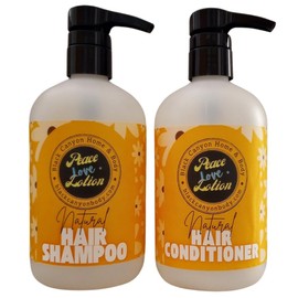 Peace Love + Lotion Stargazer Lily & Jasmine Scented Natural Hair Shampoo and Conditioner Set, 16 Oz Shampoo - 16 Oz Conditioner