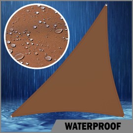 ShadeMart 11' x 14' x 17.8' Brown Waterproof Shade Sail Sun Shade Sail Triangle Custom Size Water Resistant Canopy Awning Shelter, 95% UV Blockage for Outdoor Patio Carport