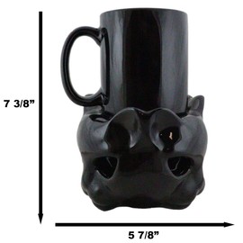 Ebros Gift Gothic Alchemy Witchcraft Wiccan Votive Tea Light Candle Holder Mug Warmer Silhouette Shadow Caster and Black Drinking Cup Set (Feline Witching Hour Cat)