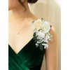 Rinlong 1Pc Floral Shoulder Corsages White Green Rose Mother of