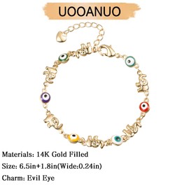 UOOANUO Evil Eye Bracelets for Women 18K Gold Plated Elephant Bracelets Elephant Evil Eye Jewelry