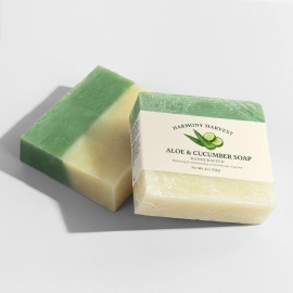harmony harvest Organic Soap Bar Aloe & Cucumber | Hydrating Sensitive-Skin Cleanser 4 oz