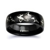 Black Plated Stainless Steel Ring with Engraved Orca Killer Whale