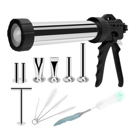 lyrlody Beef Jerky Maker Kit, Sausage Maker Machine, 1LB Stainless Steel Manual Sausage Stuffer, Jerky Making Tool with 5 Nozzles