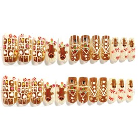 Dreaming Of Gingerbread Glossy Medium Square Press On Nails - 24 Pieces - Christmas Nails