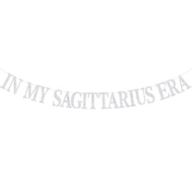 In My Sagittarius Era Banner, Sagittarius Birthday Sign Background, Sagittarius Season, 12 Constellation Zodiac Horoscope Astrology Birthday Party Decorations Silver Glitter