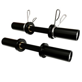 qibylift Olympic Dumbbell Handles Loadable Dumbell Bars Set Of 2 Fit 2 Inch Weight Plates Ideal For Home Gym Strength Training, Weight Bars with 2 Pair of Spring Collars (Black)
