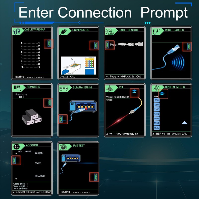 ET728 Network Cable Tester PoE Tester Cable Length Measurement Digital