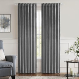 Central Park Moderate Velvet Blackout Window Curtain Panels 84in LongRod Pocket Backtabs for Living RoomBedroom Geo EmbossedTrellis Window Treatment Drape Sets 52inx84inx2,Panel Pairs to Go, DarkGray