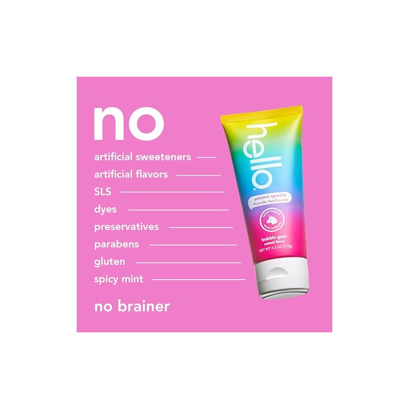 Hello Unicorn Sparkle Kids Toothpaste - Bubble Gum Flavor