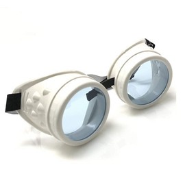 UMBRELLALABORATORY UltraViolet & Black Light Glow in The Dark Steampunk Rave Goggles Prism Diffraction Round Retro Glasses