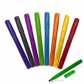 FAARM Felt Tip Markers Smooth Writing Kids Pens Colouring Felt Tips Thick Fibre Pens Reusable Drawing Perfect for School Teacher Painting Party Bag Filler Stationary Supplies 14cm X 1cm (8pk)
