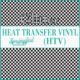 Small Black & White Checkered Pattern #1 Glitter HTV 12x18 Sheet Heat Transfer Vinyl Checks Print