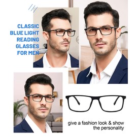 OCCI CHIARI Blue Light Reading Glasses Computer Reader Men Small Fashion 0 1.0 1.5 2.0 2.5 3.0 3.5 (A-Black, 1.5)