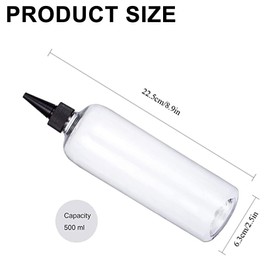 2pcs Twist Top Applicator Bottles Hair Colour Applicator Bottles BPA-Free PET Black Nozzle Squeeze Empty Plastic Bottles Refillable Dropper Bottles 16 ounce for Liquid, Hair Oil, Inks, Glue, Crafts