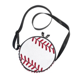 Women Round Crossbody Bag Baseball Sports Ball Small Circle Bag Handbag