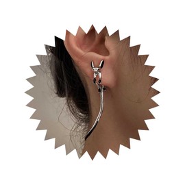 Inateannal Vintage Fox Ear Jacket Earrings Silver Fox Stud Earrings Long Fox Tail Dangle Earrings Animal Front Back Earrings Jewelry for Women and Girls