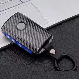 Royalfox(TM) 2/3/4 Buttons Hard PC Smart keyless Side Buttons Remote Key Fob case Cover for 2019-2021 Mazda 3, Mazda 3 Hatchback, Mazda CX4 CX5 CX8 CX9 CX-30, Mazda 6 WAZSKE11D01 (Black with Blue)