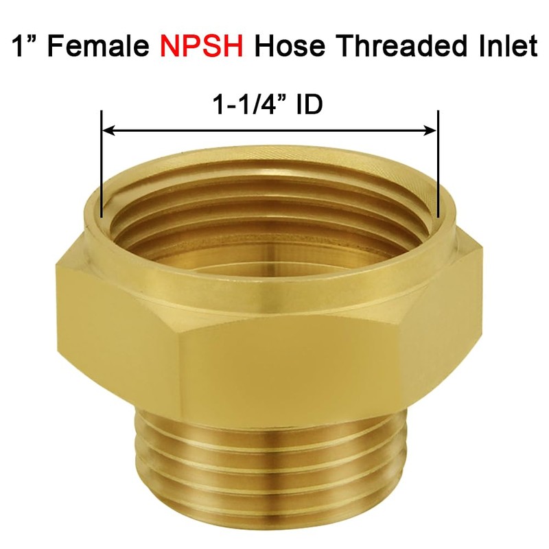 Joywayus Garden Hose Adapter, 1" NPSH Female x 3/4" GHT