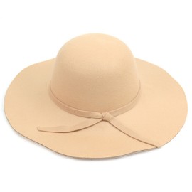 Nollia Women's Floppy Sun Hat with Bowknot - Wide Brim Fashionable Felt Hat, Camel