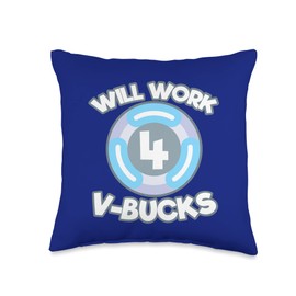 Will Work For Bucks Funny V Gifts for Bucks RPG Gamer Youth Throw Pillow