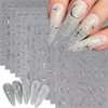 12 Sheets Silver Nail Stickers 3D Star Moon & Hreat