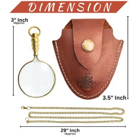 Copper Handheld Magnifying Glass with Brass Handle and Real Glass, Best Reading Magnifier for Elderly, Macular Degeneration (Polished)