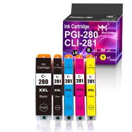 MM MUCH & MORE Compatible 280 281 Ink Cartridge Replacement for Canon PGI280XXL CLI281XXL for PIXMA S8120 TS8220 TS9120 TR7520 TR8520 TS6120 TS6220 TTS9520 TS6320 TS9521C Printer (5-Pack,XLBBCMY)