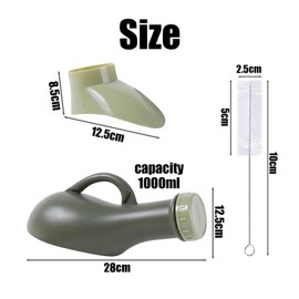 1 Anti Leak Urinal Bottle, 1 Interface, 1 Brush, Urine Sample Vessel, Screw Cap Design, Urinal Bottle, Portable Urinal, Essential for Bed Travel, Suitable for Adults and Children