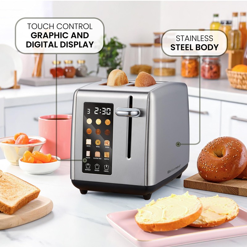 Elite Gourmet ECT2899 LCD Touch Toaster, 2 Extra-Wide Slots, 6