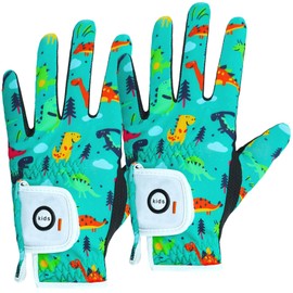 Golf Gloves Kids Left/Right Hand 2 Pack, Breathable Boys Girls Sport Gloves Golf Gift Set for Junior Youth Toddler (Green&Black, M, Left)