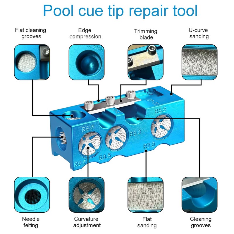 11-in-1 Pool Cue Tip Repair kit, Professional All-in-One Pool Stick