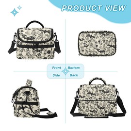 CBBYY Goth Bat Insulated Lunch Bag for Women Men Double Decker Cooler