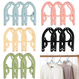 Folding Clothes Hangers, 15 PCS Plastic Portable Folding Coats Hanger, Portable Travel Hangers Foldable Space Saving Coat Hanger for Home Travel Outdoor 5 Colors