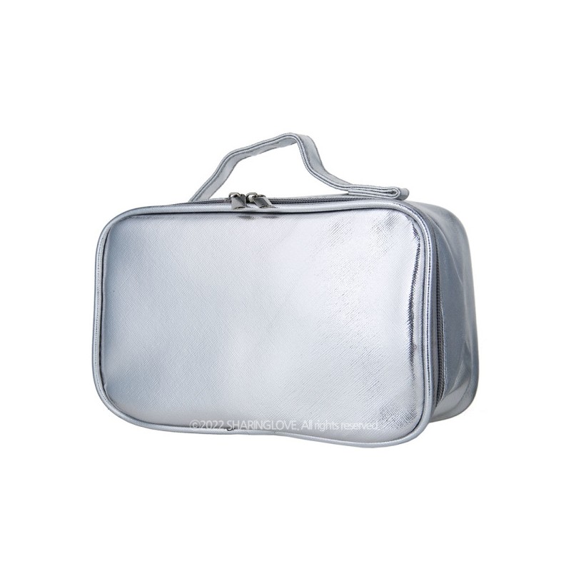Square Tote Bag Portable Cosmetic Pouch (Silver) / 스퀘어 토트백