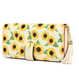 RFID Wallets for Women with Multiple Card Slots and Cellphone Compartment, Womens Wallet (Sunflower)