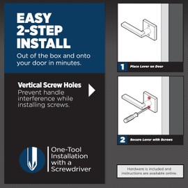 Weiser Halifax Matte Black Door Handle,Reversible Half Dummy Lever, Non-turning Interior Door Handles for Wardrobe, Closet Door & French Doors,Cabinet Handle/Cupboard Handles, Modern Home Décor,1-Pack